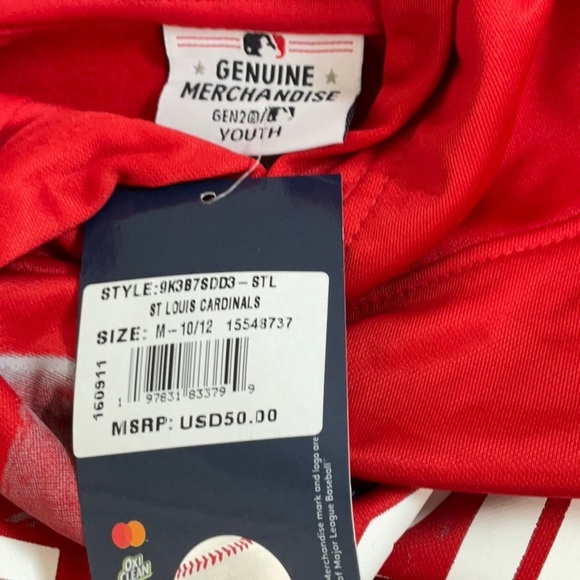 MLB St. Louis Cardinals Boys' Poly Hooded Sweatshirt Various Sizes - Picture 7 of 8